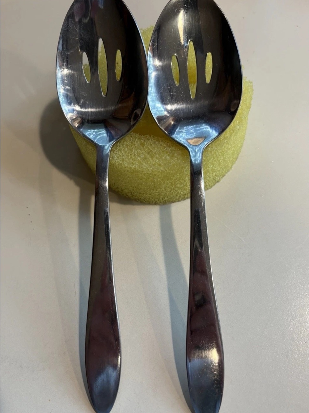 Set of 2 Oneida Stainless Steel Slotted Serving Spoons